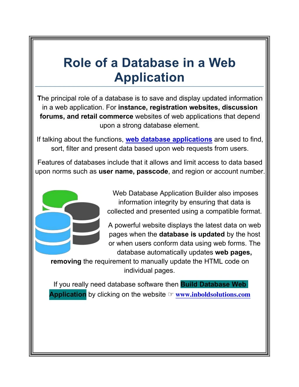 role of a database in a web application
