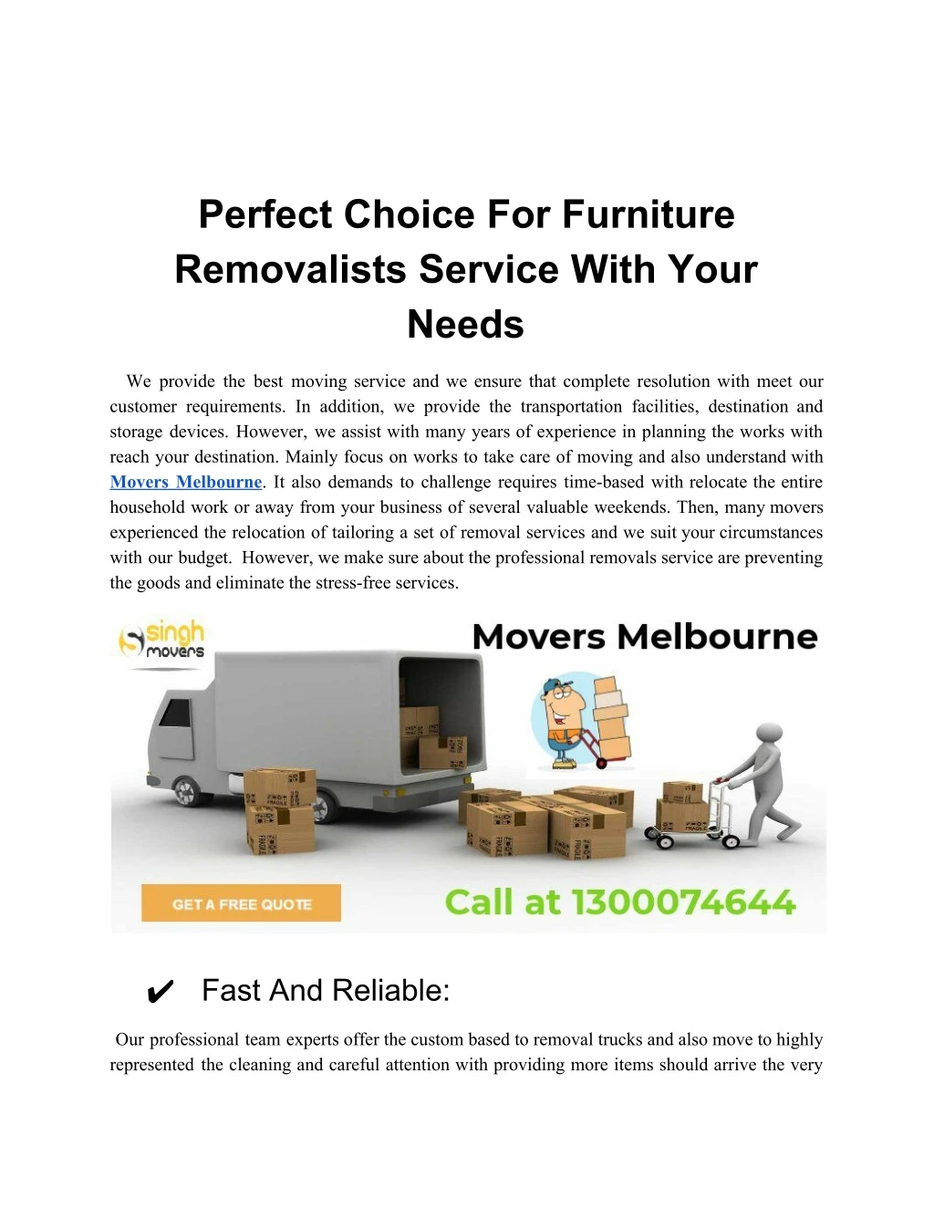 perfect choice for furniture removalists service