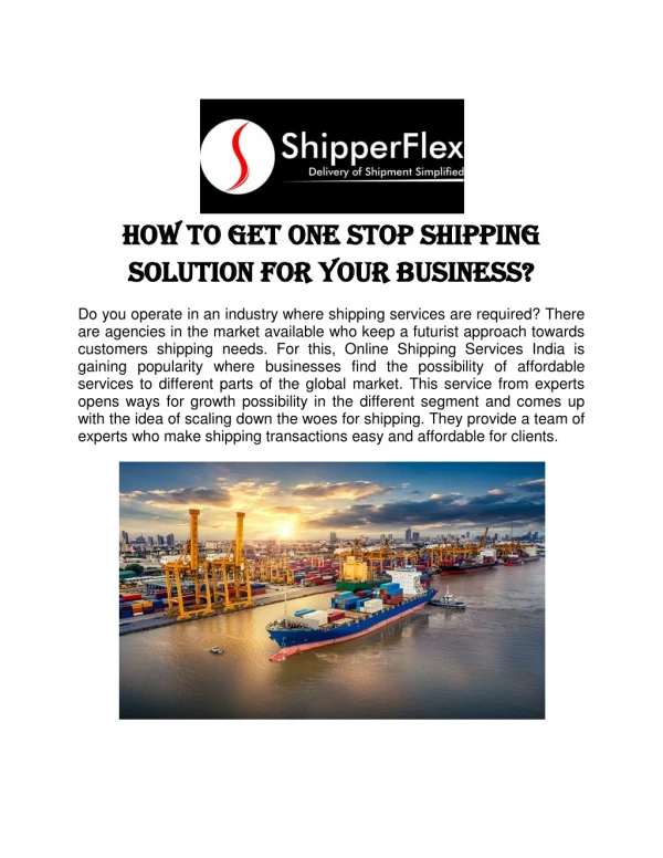 How to get one stop shipping solution for your business?