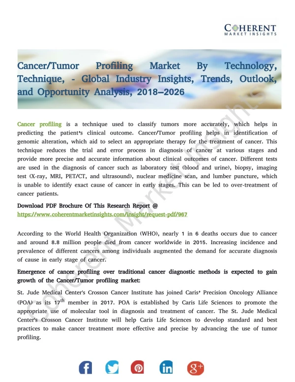 Cancer/Tumor Profiling Market - Industry Insights, Trends, Opportunity And Analysis 2026