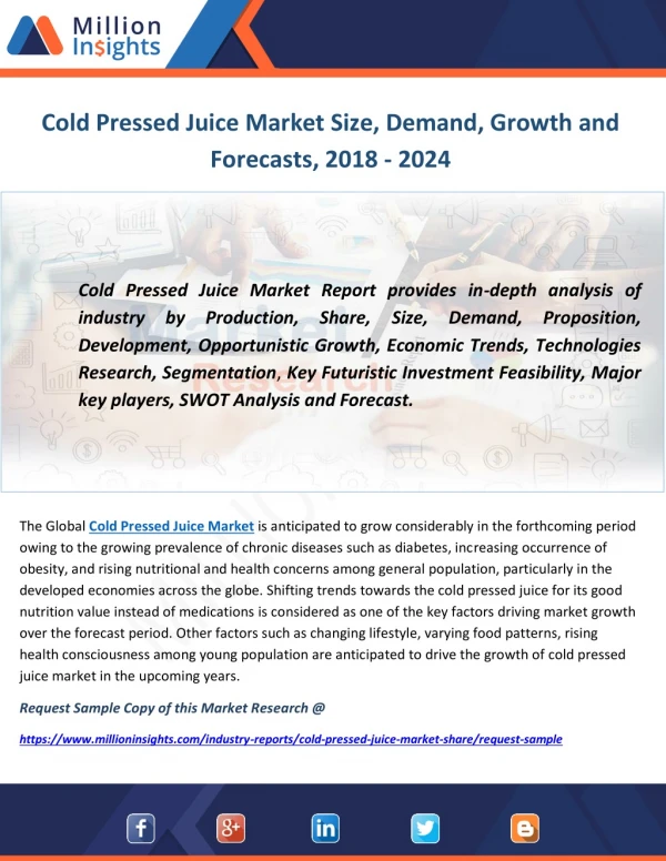 Cold Pressed Juice Market Size, Demand, Growth and Forecasts, 2018 - 2024