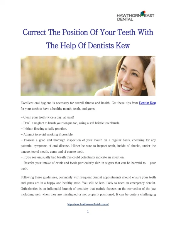 Correct The Best Position Of Your Teeth With The Help Of Dentists Kew