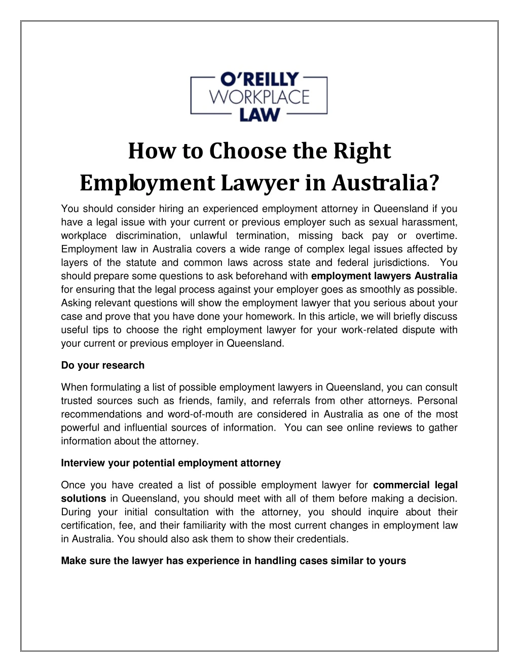 how to choose the right employment lawyer