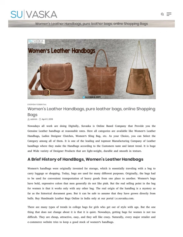 Choose the Perfect Leather Handbag- Women’s Leather Handbags