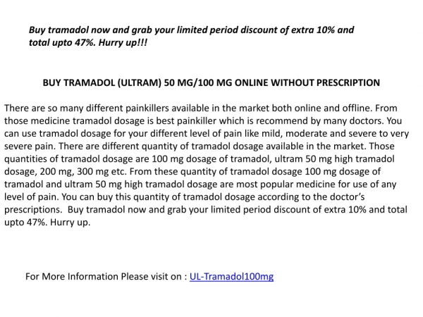 Buy Tramadol 100 Mg – Buy Trmadol Without Prescription | Ultram