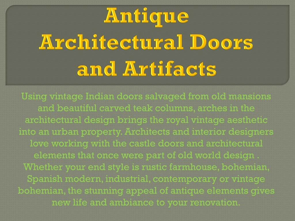 antique architectural doors and artifacts