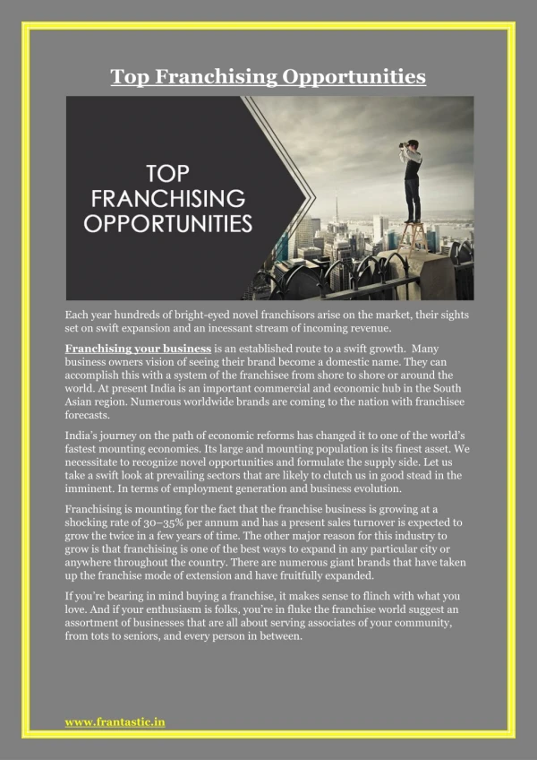 Top Franchising Opportunities - Frantastic Consulting