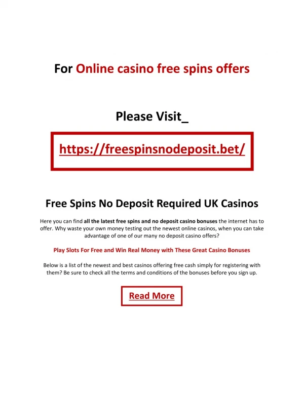 Online casino free spins offers