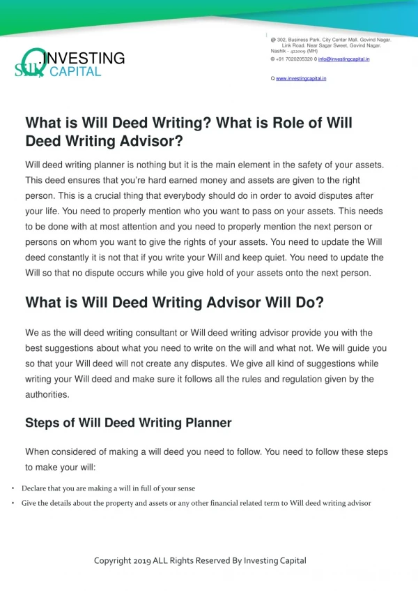 Will Deed Writing Advisor in Nashik | Will Deed Writing Consultant near Me