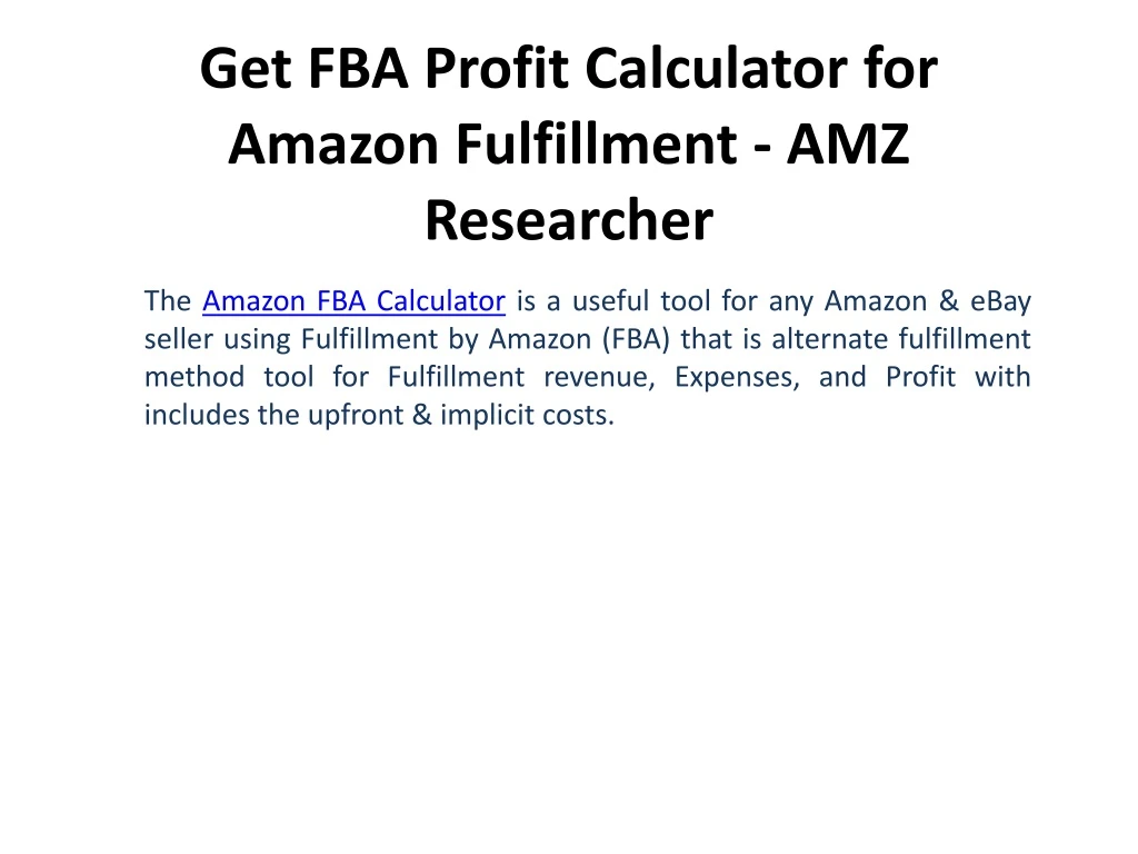 get fba profit calculator for amazon fulfillment amz researcher