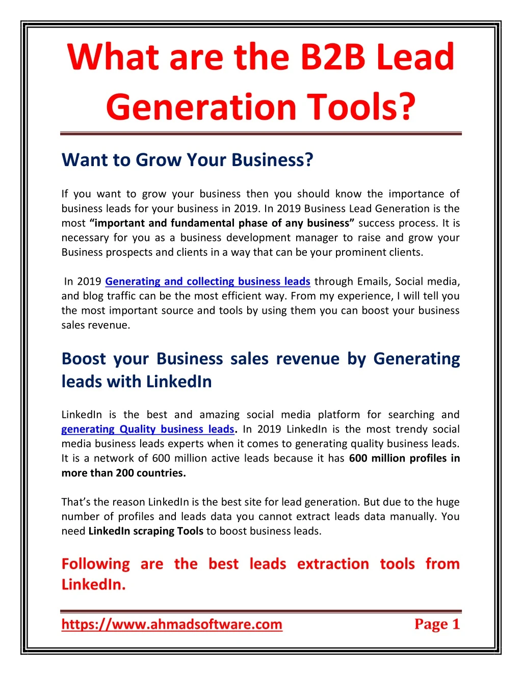 what are the b2b lead generation tools