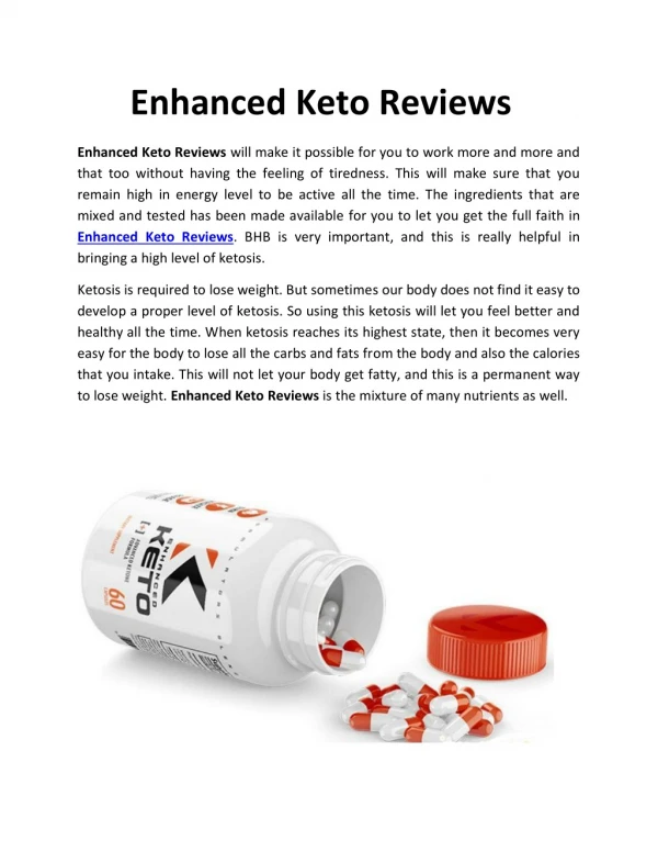 Enhanced Keto Reviews | Enhanced Keto Pills