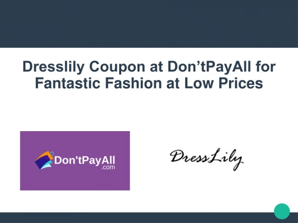 Get Quick Savings with Dresslily Coupon