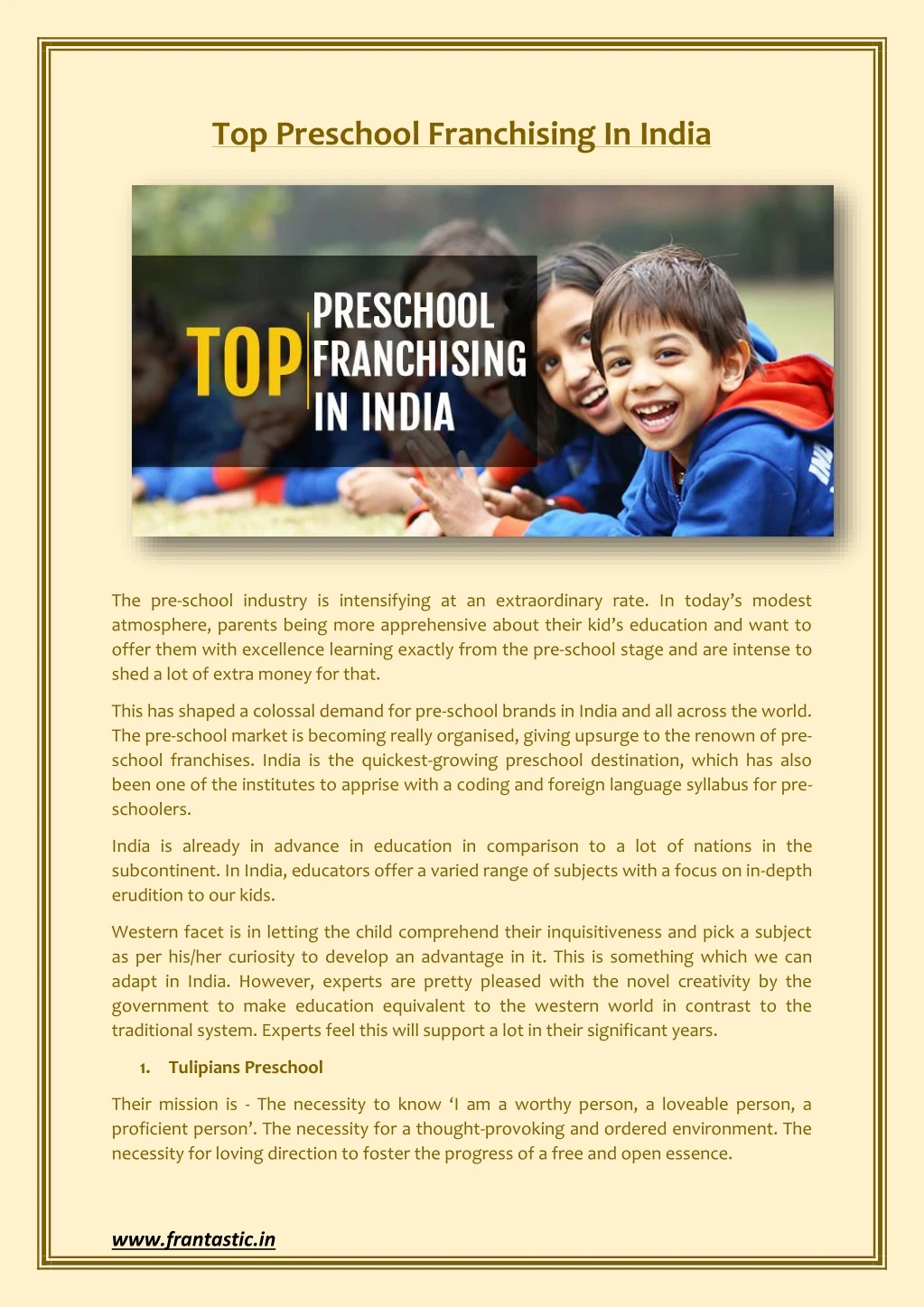 top preschool franchising in india