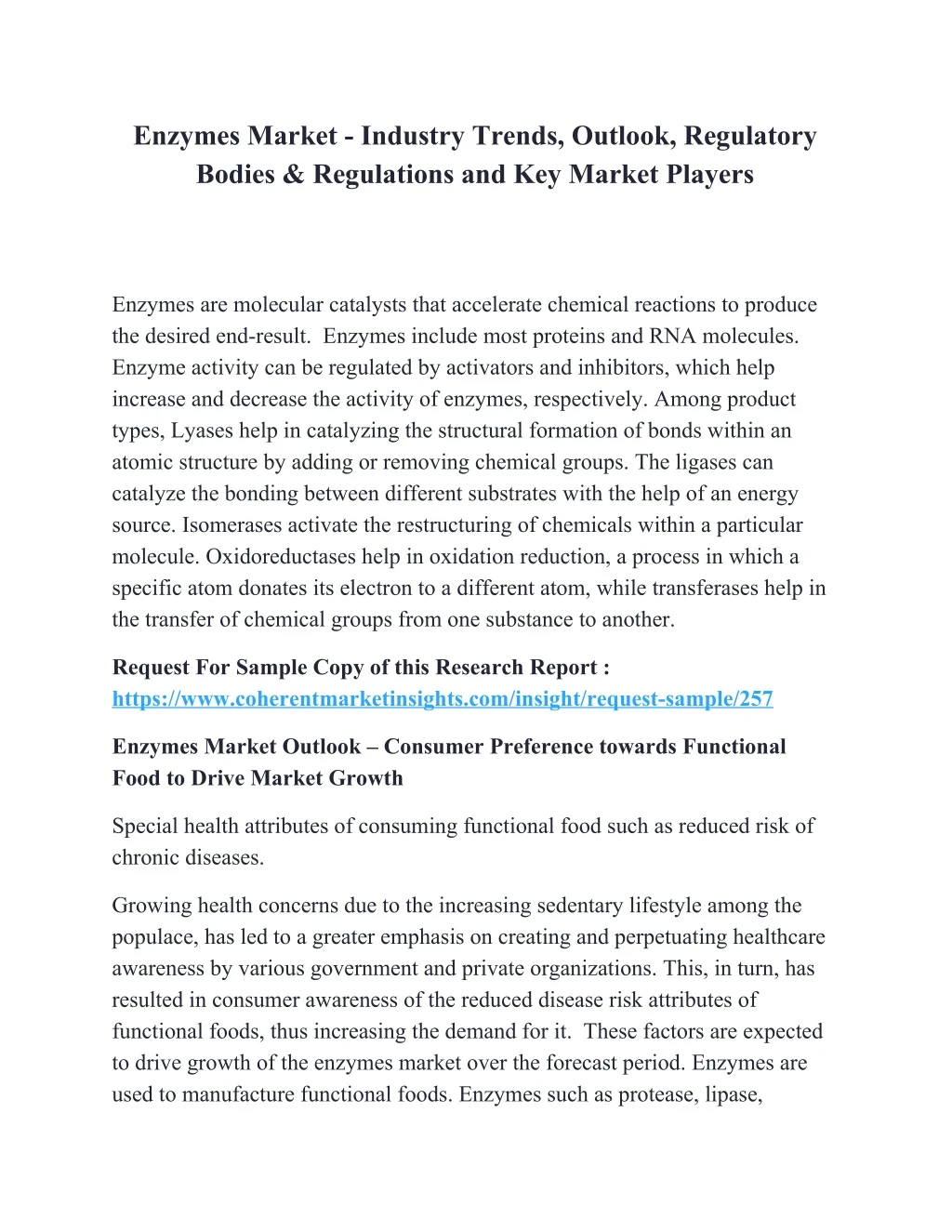enzymes market industry trends outlook regulatory