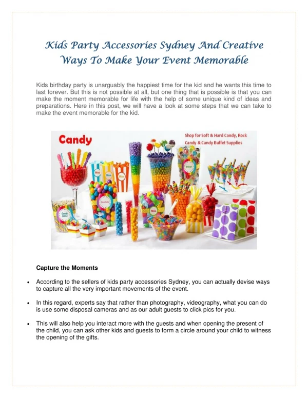 Kids Party Accessories Sydney and Creative Ways to Make Your Event Memorable