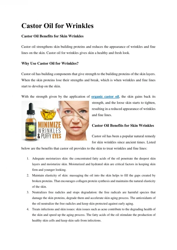 Castor Oil for Wrinkles