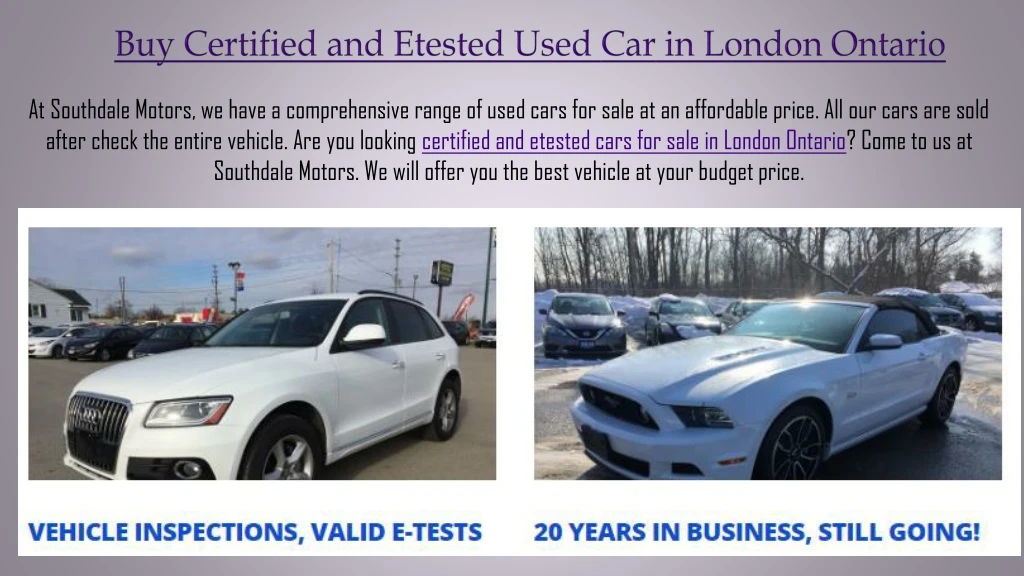 buy certified and etested used car in london