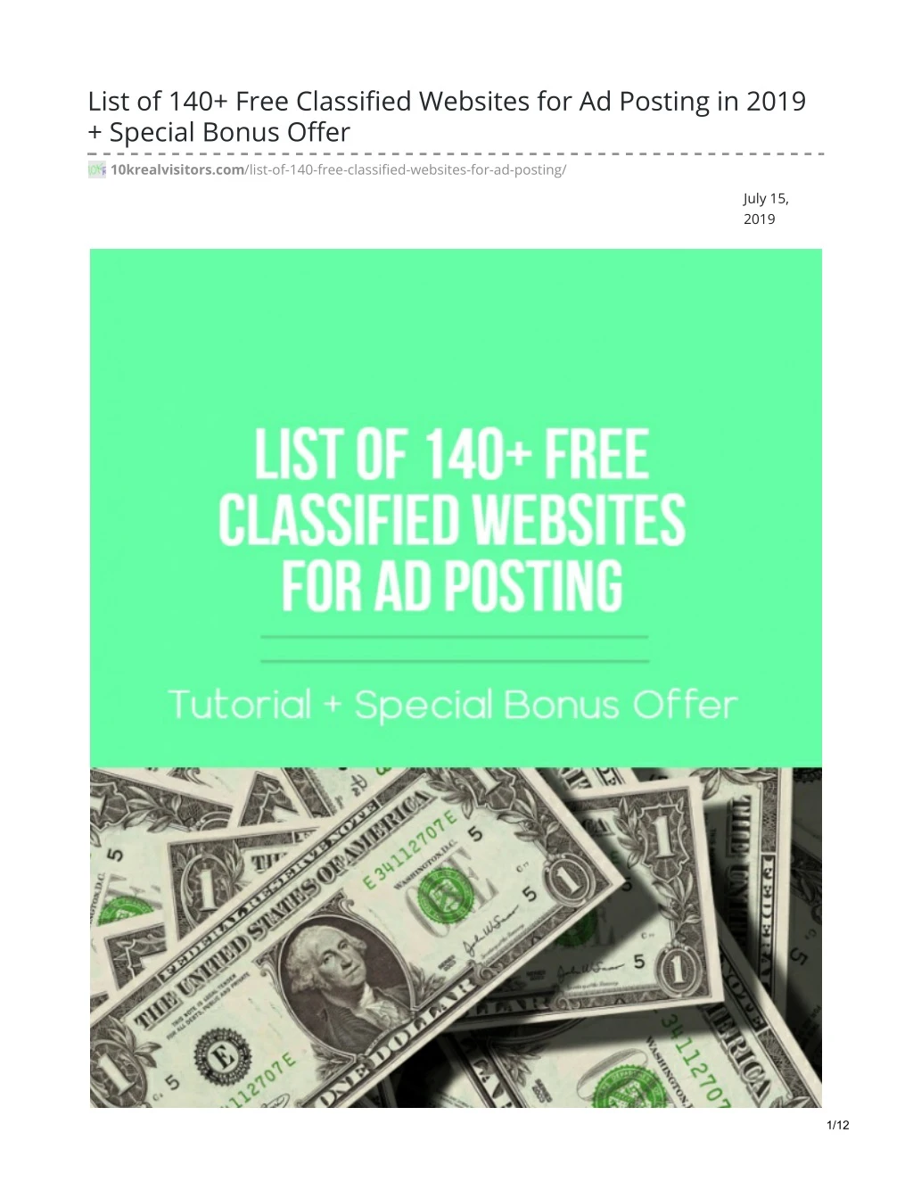 list of 140 free classified websites