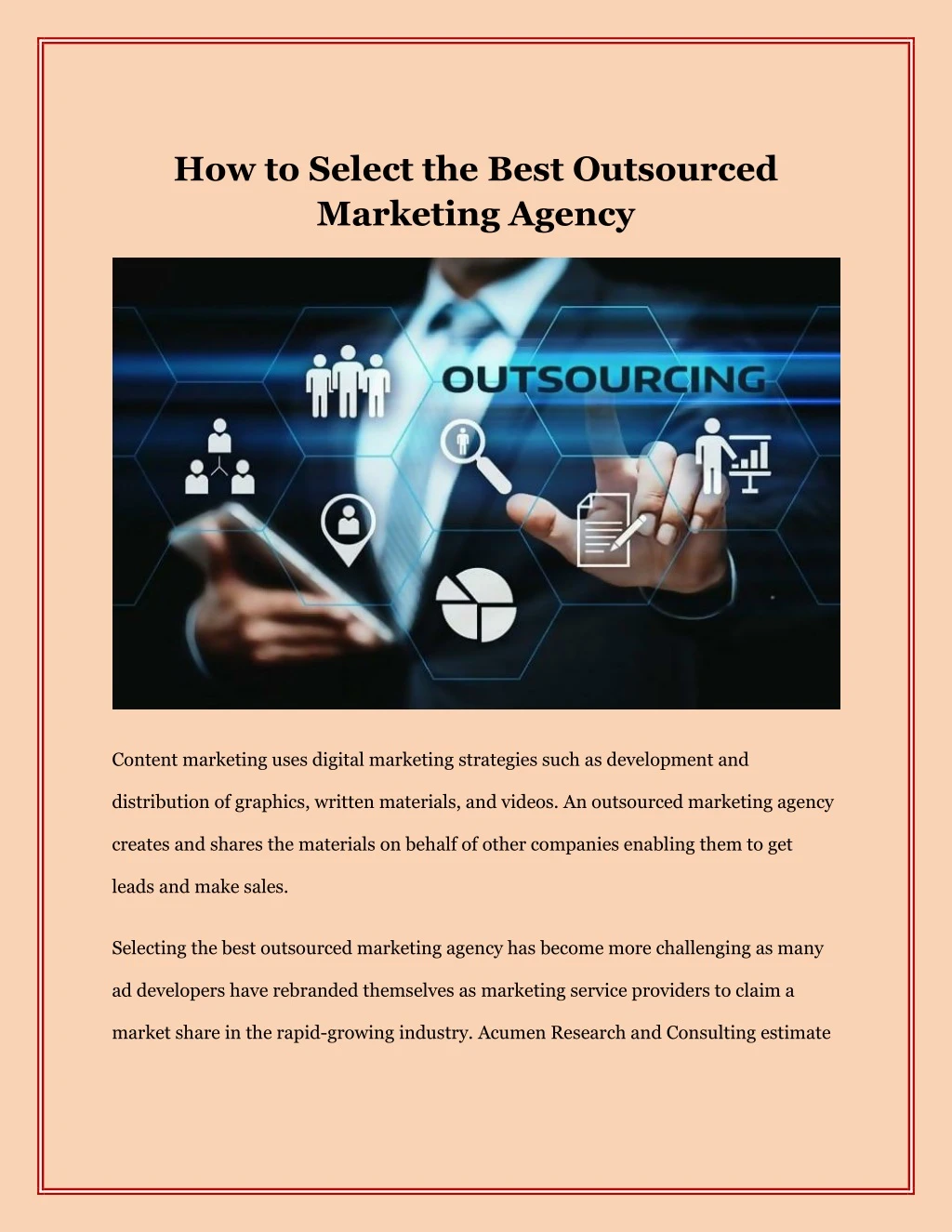 how to select the best outsourced marketing agency