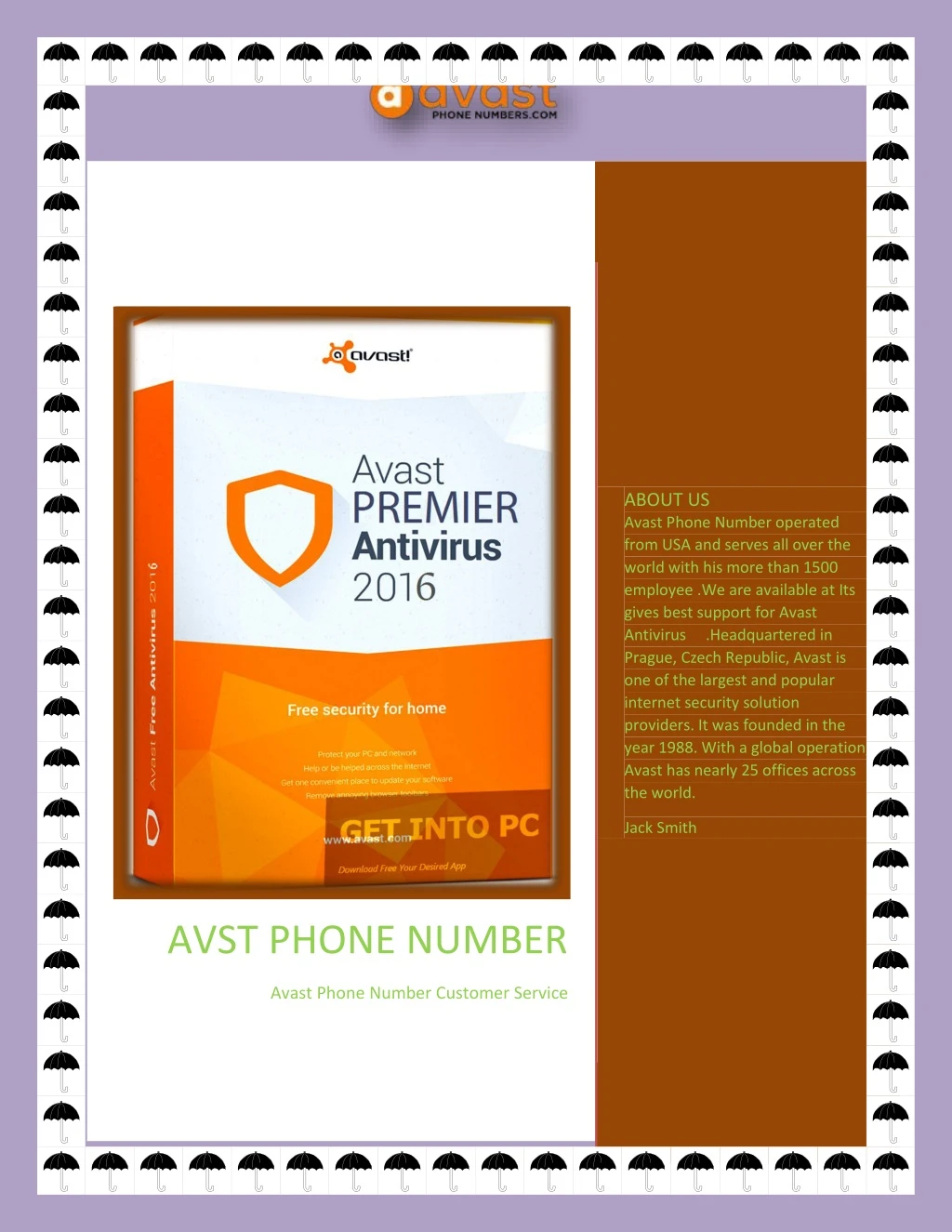 about us avast phone number operated from