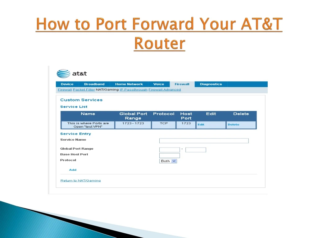 how to port forward your at t router