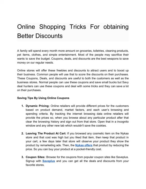 Online Shopping Tricks For obtaining Better Discounts