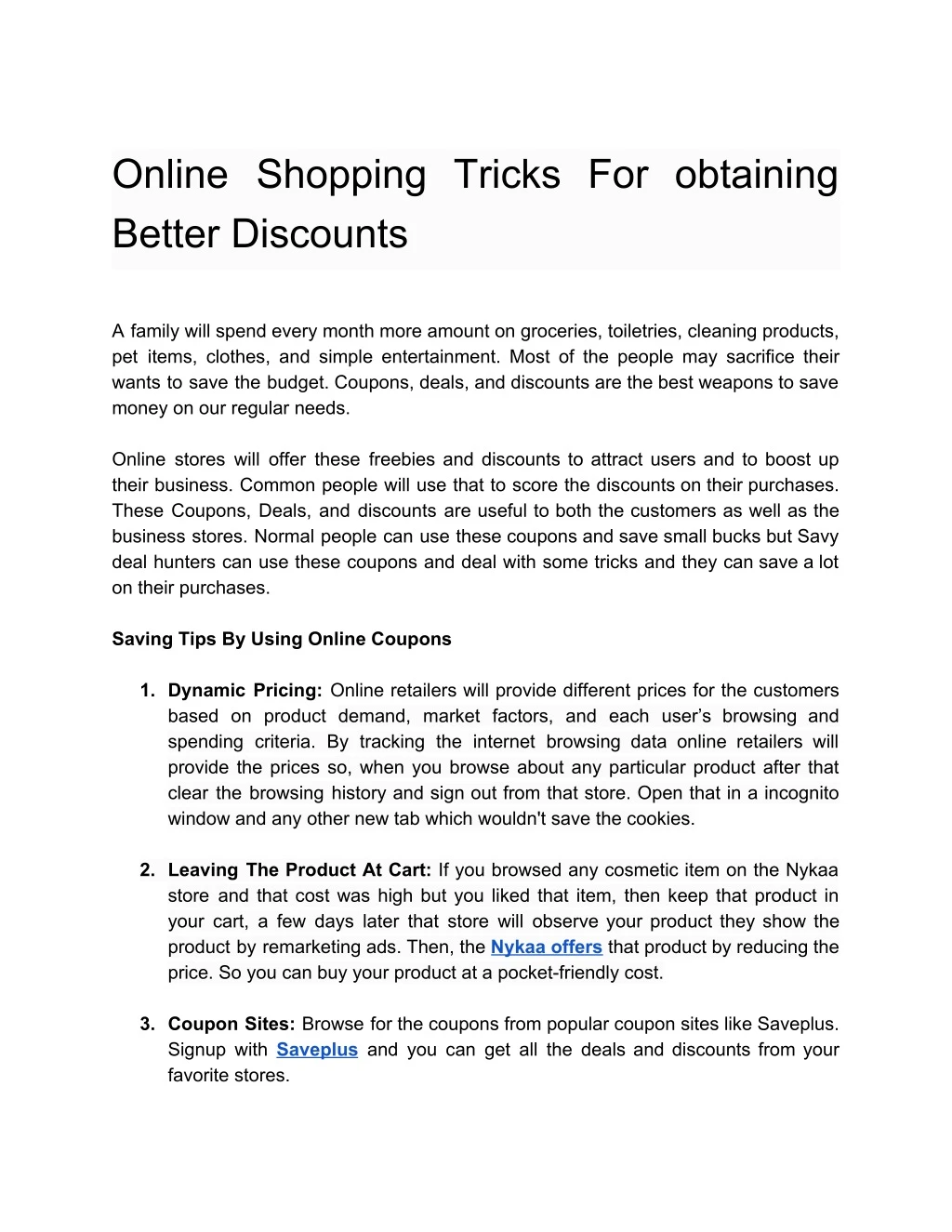 online shopping tricks for obtaining better