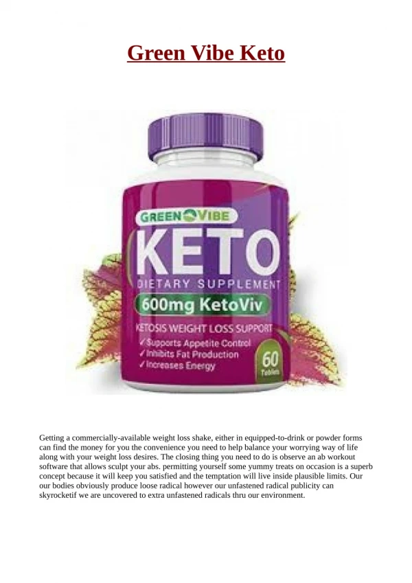 Green Vibe Keto: Does This Product Really Work...