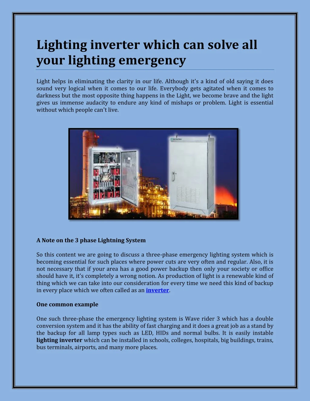 lighting inverter which can solve all your