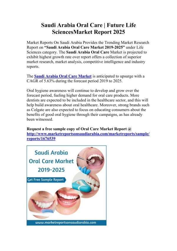 Saudi Arabia Oral Care | Future Life Sciences Market Report 2025