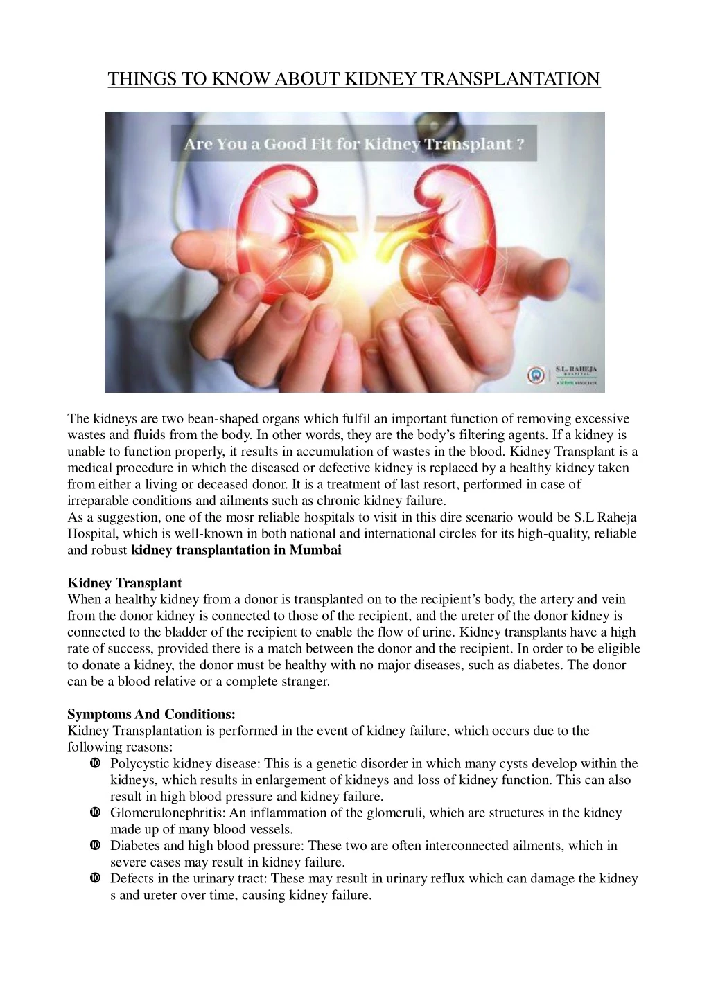 things to know about kidney transplantation