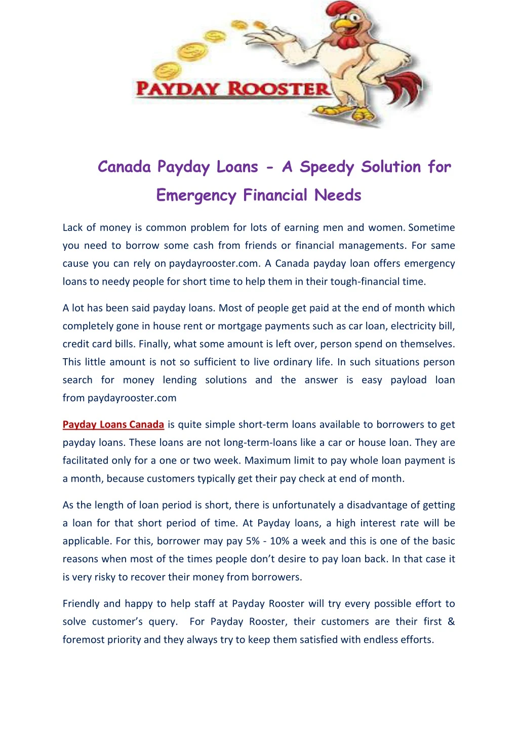 canada payday loans a speedy solution