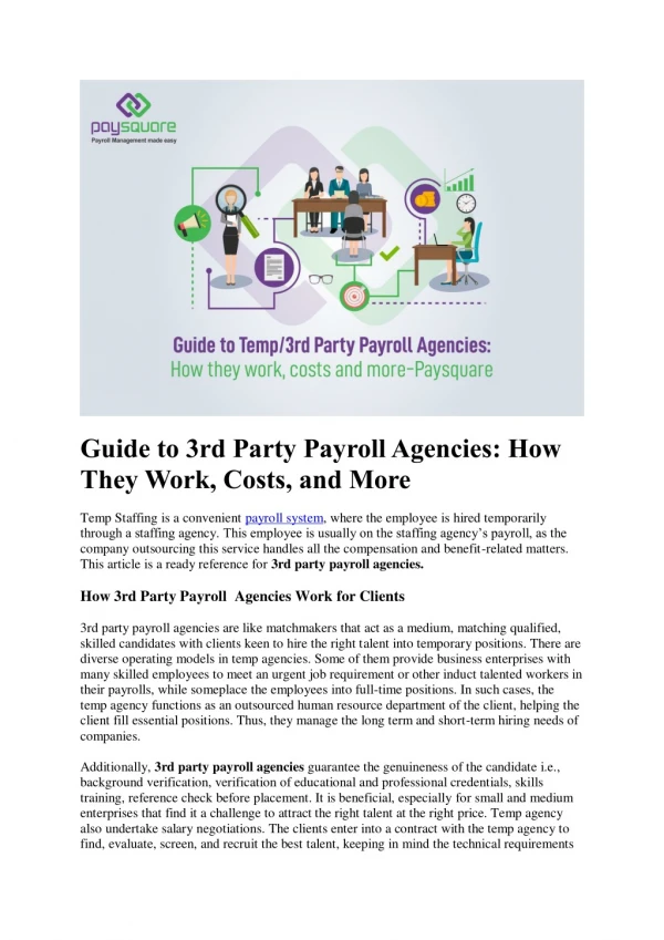 Guide to 3rd Party Payroll Agencies: How They Work, Costs, and More