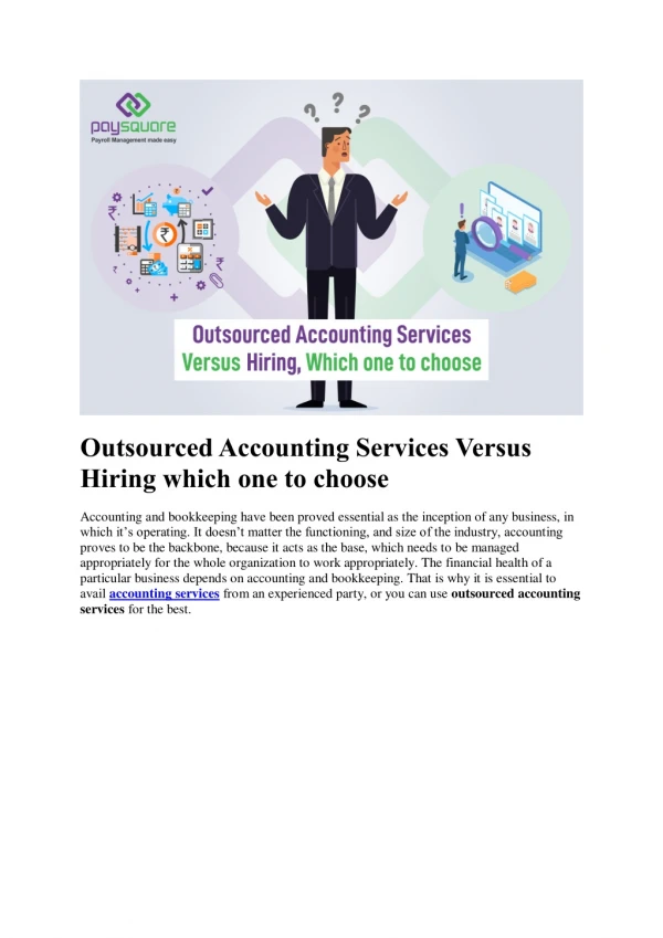Outsourced Accounting Services Versus Hiring which one to choose