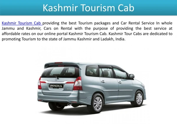 Kashmir Tour Cabs - Book Cab in Kashmir