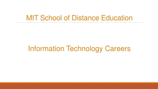 Information Technology Careers - MIT School of Distance Education