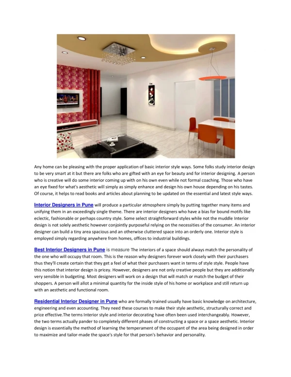 "Residential Interior Designer in Pune"