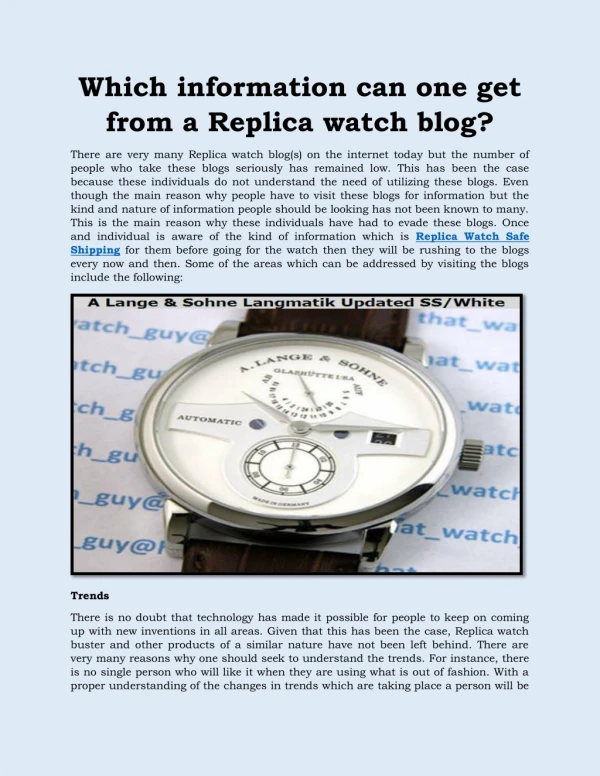 Which information can one get from a Replica watch blog