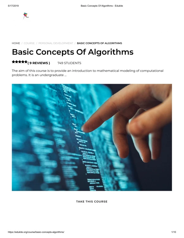 Basic Concepts Of Algorithms - Edukite