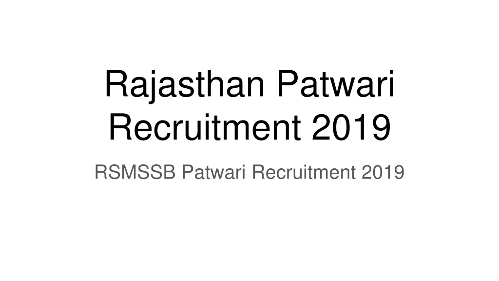 rajasthan patwari recruitment 2019