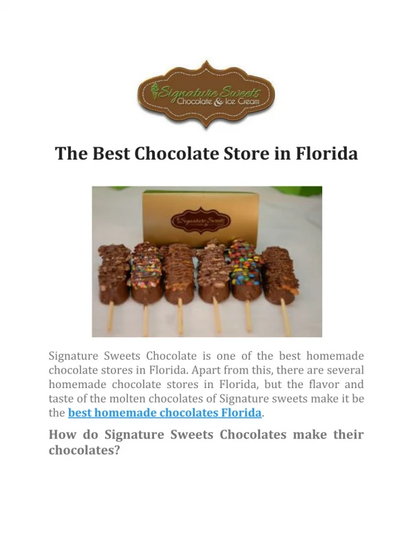 The Best Chocolate Store in Florida