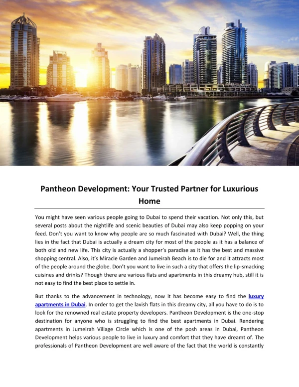Pantheon Development: Your Trusted Partner for Luxurious Home
