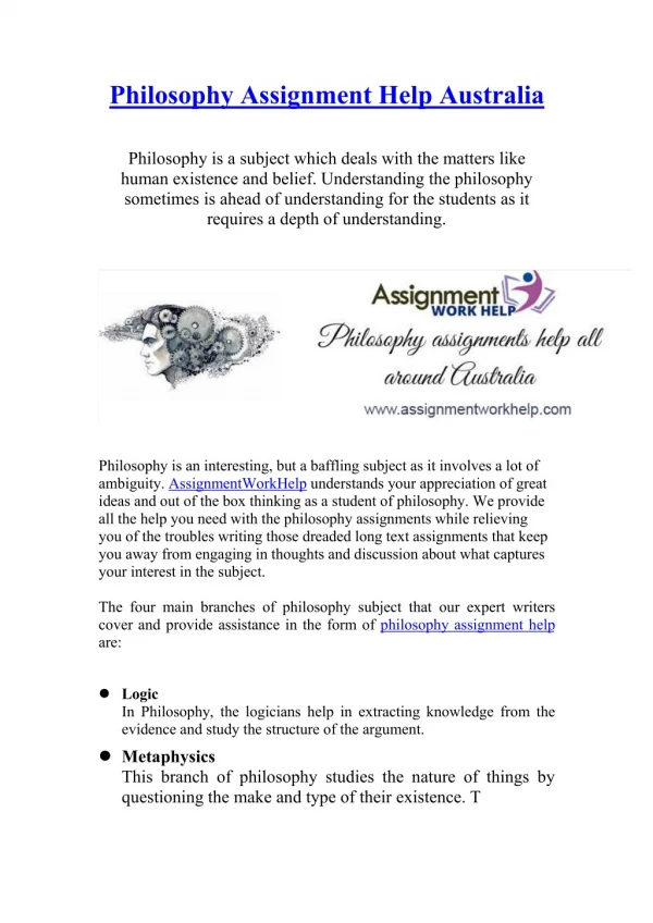 philosophy assignment help australia