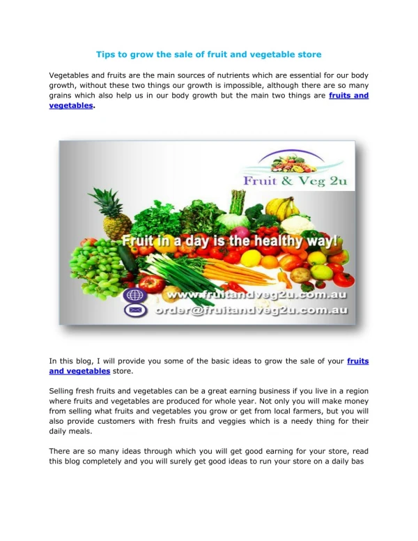 Tips to grow the sale of fruit and vegetable store