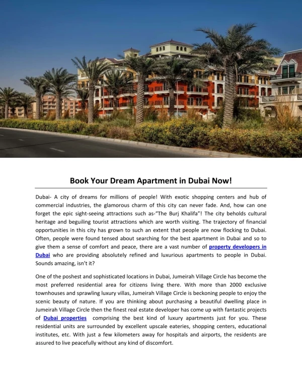 Book Your Dream Apartment in Dubai Now!