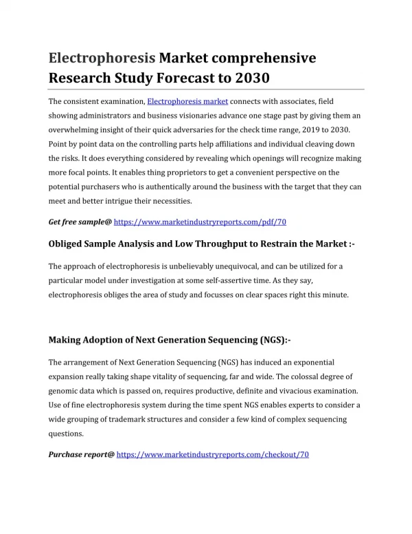 Electrophoresis Market comprehensive Research Study Forecast to 2030