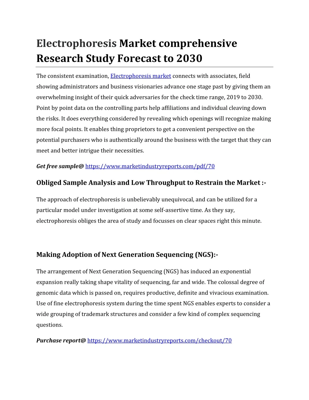 electrophoresis market comprehensive research