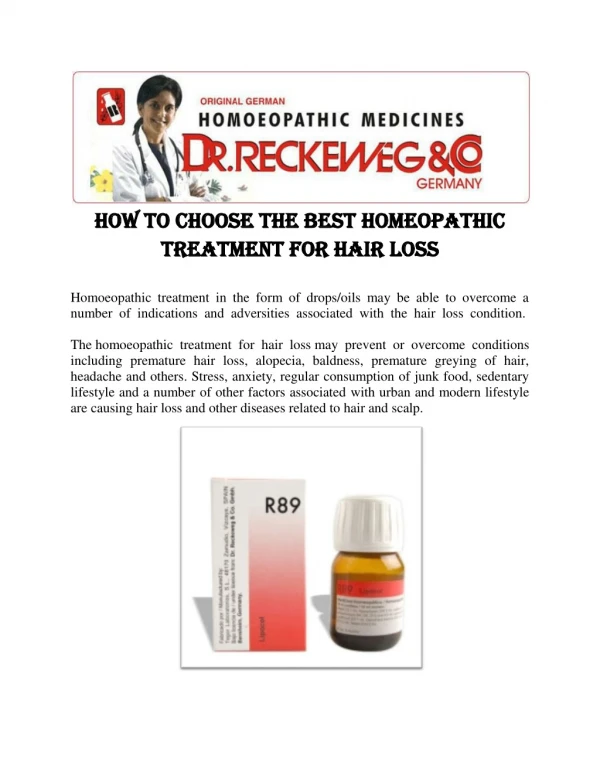 How To Choose The Best Homeopathic Treatment For Hair Loss