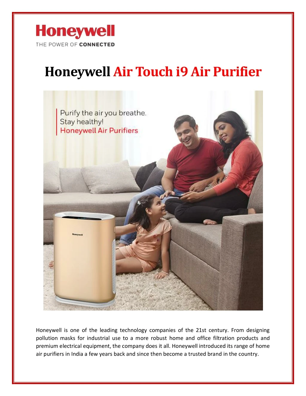 honeywell air touch i9 air purifier